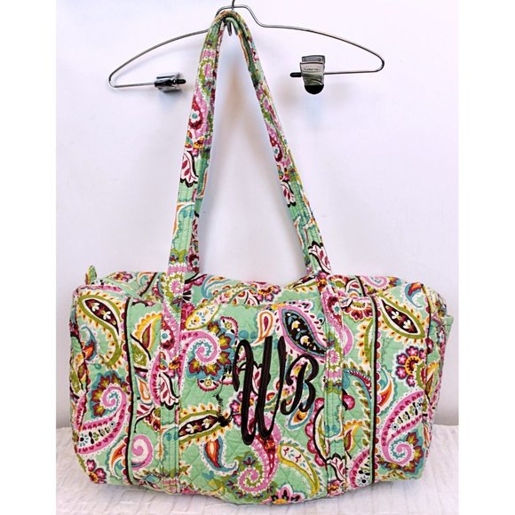 Vera Bradley Duffle Bag Green Paisley Tutti Frutti Spring 2013 Floral Overnight - Picture 1 of 12